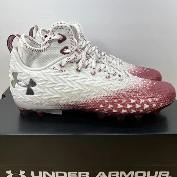 Under Armour Men's 11 Spotlight Clone 3.0 MC Football Cleats 3026334-107 WHT/RED